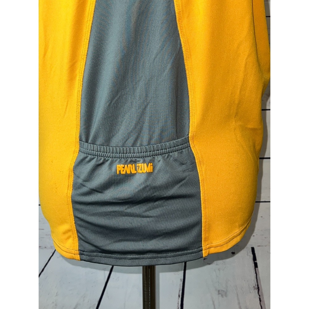 Pearl Izumi Cycling Tank Top Womens Large Gray Yellow Quarter Zip 1823 Biking - Picture 6 of 11
